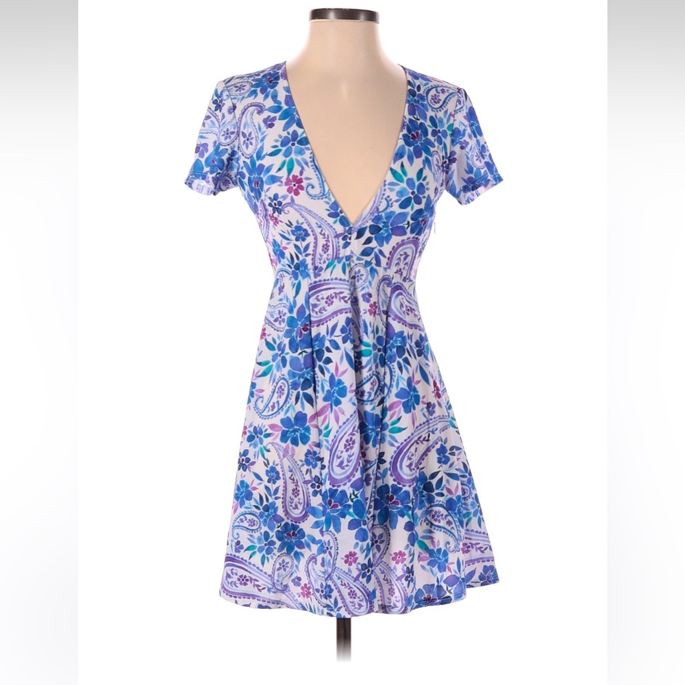 Show Me Your Mumu Ibiza Mini Dress in Summer Blue Paisley